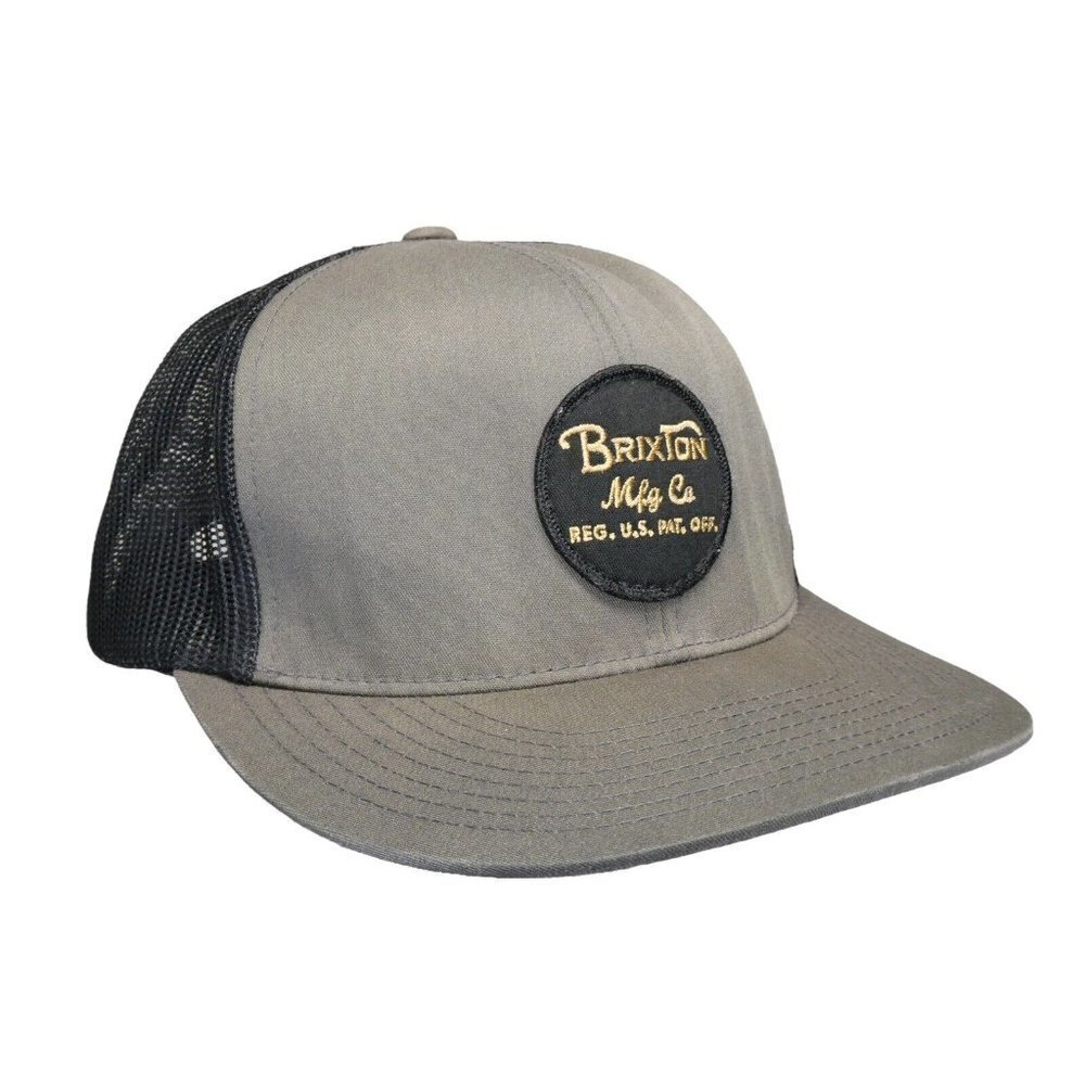 Brixton Logo Black Gray Trucker Hat Baseball Cap Snapback mesh